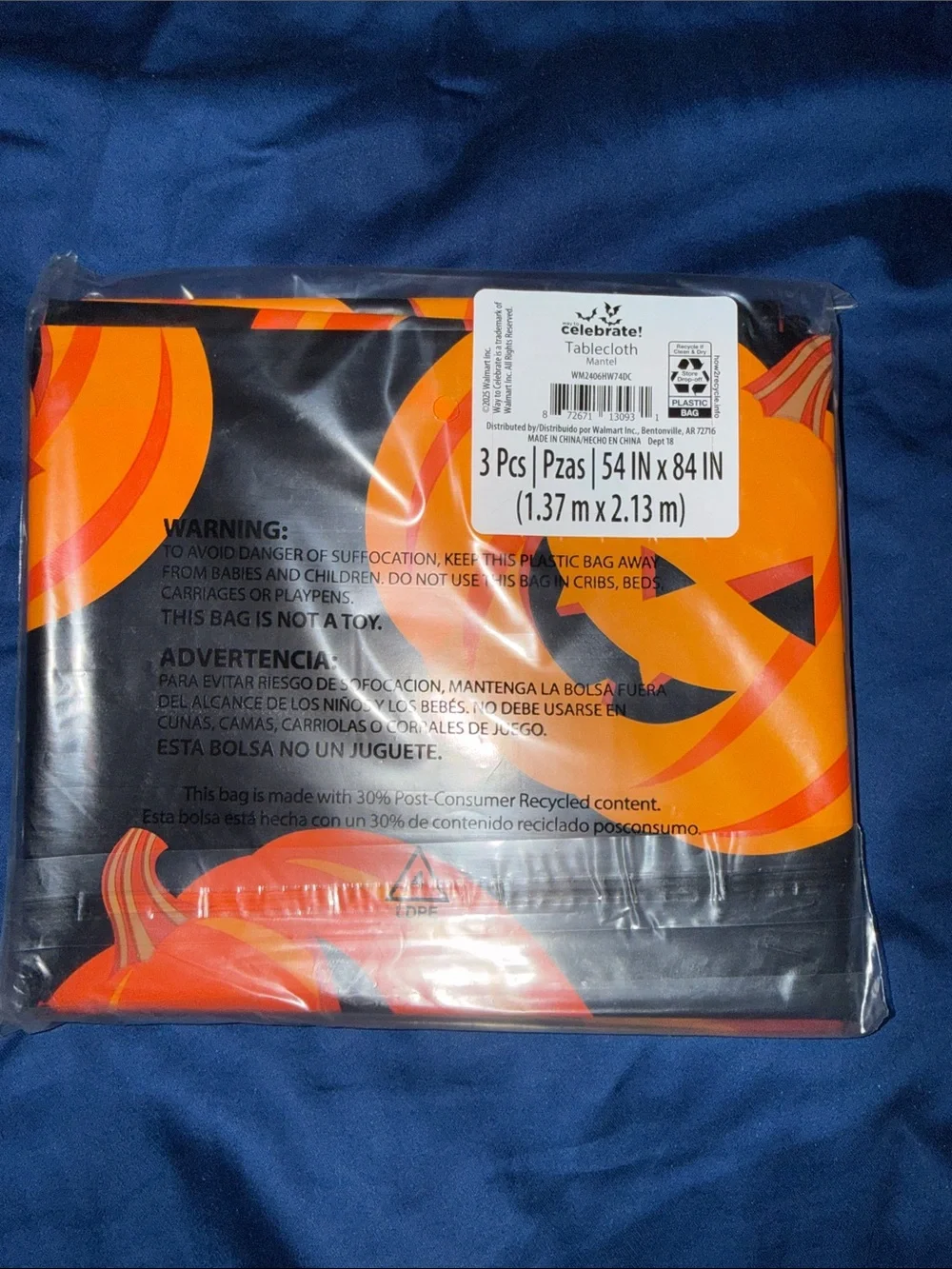 Orange Halloween Pumpkin Tablecloth - 3 Pack